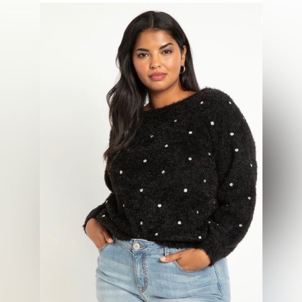 NWT Eloquii sequin embellished wrapped back sweater